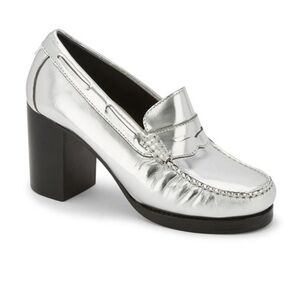 RE DONE The Winsome Heel Loafer Silver Mirror Metallic Size 7